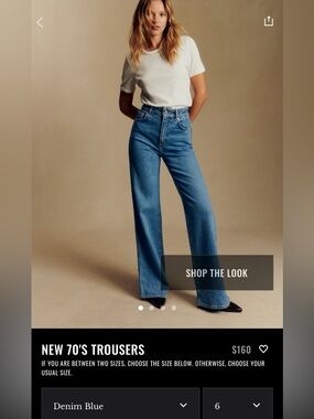 Sezane New 70's Trousers Denim Blue - Size 6